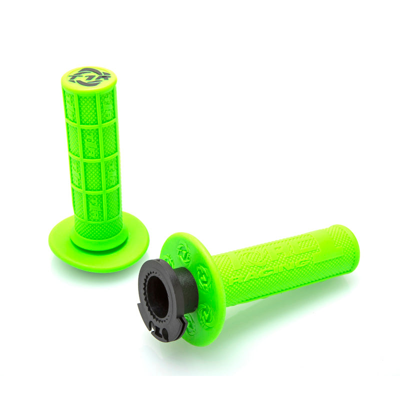Torc-1 DEFY HOLE SHOT MX LOCK ON GRIPS 1/2 WAFFLE GREEN / INCLUDES