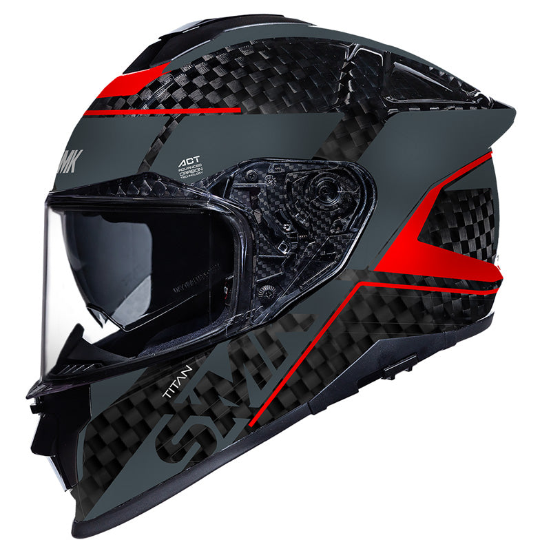 SMK Helmets TITAN CARBON HELMET - Nero Black/Grey/Red