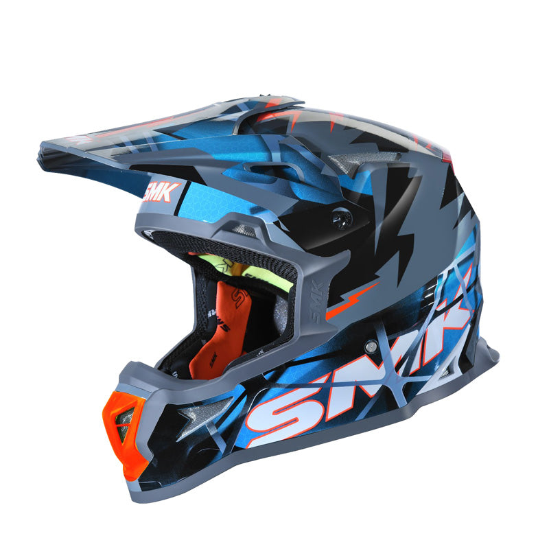 SMK Helmets ALLTERRA HELMET - Fulmine Grey/Blue/White