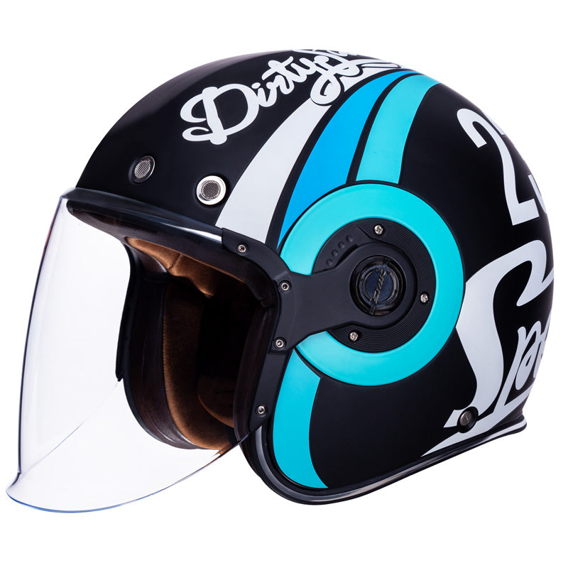 SMK Helmets RETRO JET HELMET - Speed Tt Black/White/Blue (Matte)