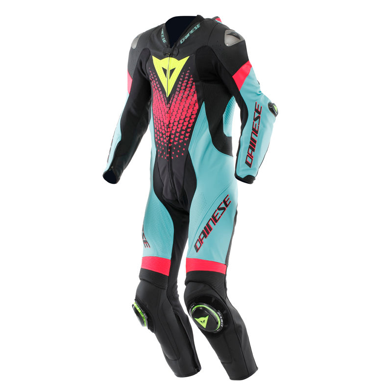 Dainese LAGUNA SECA 6 PERF 1PC LEATHER SUIT BLACK/WATER/FUCHSIA