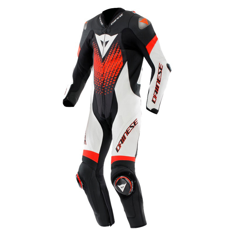 Dainese LAGUNA SECA 6 PERF 1PC LEATHER SUIT BLACK/WHITE/RED-FLUO